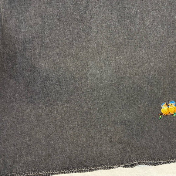 Quacker Factory Black Denim Jumper Maxi Dress Bird Embroidered Women's Size 12 - Picture 2 of 10